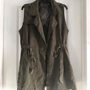 Army Green Open Front Vest